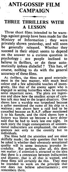 A review of the three films from The Times of 21 March 1940.